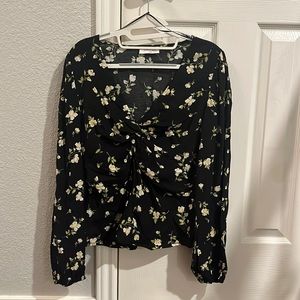 Floral V-Neck Peplum Top